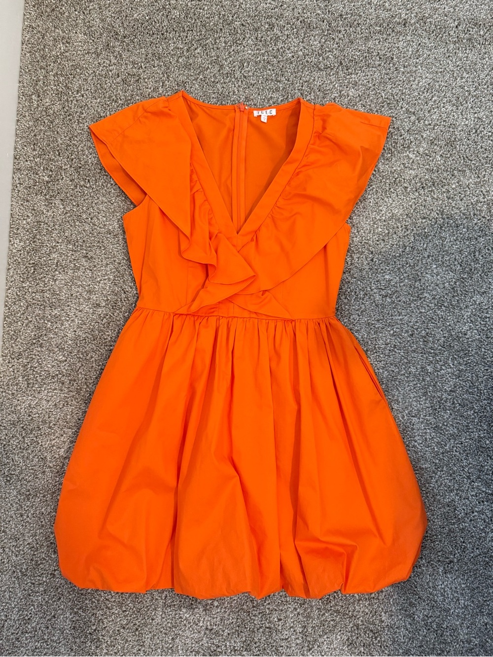 TCEC Vibrant Orange Sleeveless Dress with V-Neck